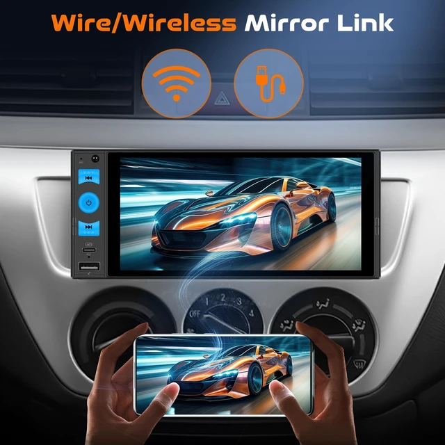 Alt view image 3 of 5 - Driauto Single Din Touchscreen Stereo with Wireless Carplay Android Auto