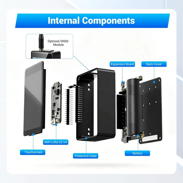 Alt view image 5 of 5 - Heltec V4 ESP32 LoRa Development Kit with GXHTV3 Temperature Humidity Sensor, Touch Screen, GPS Support, SX1262 Long Range Wireless Module for Meshtastic V4 IoT Environmental Monitoring