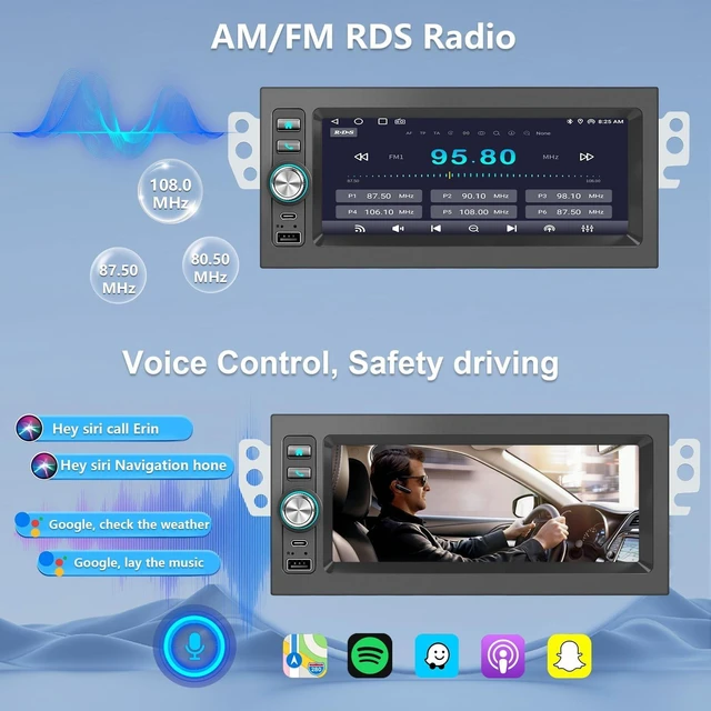 Alt view image 5 of 5 - Plug and Play 1.5 Din Car Radio for Chevy Suburban 1995-2002,Tahoe 1995-2002Silverado 1996-2002, Blazer 1998-2001for GMC Yukon 1995-2002Sierra 1999-2003.6.9 Inch with Carplay Android Auto AM/FM