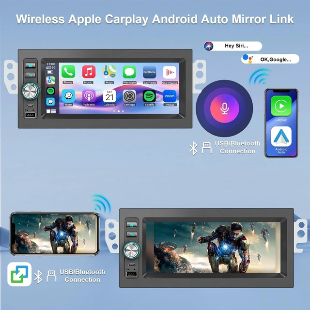 Alt view image 3 of 5 - Plug and Play 1.5 Din Car Radio for Chevy Suburban 1995-2002,Tahoe 1995-2002Silverado 1996-2002, Blazer 1998-2001for GMC Yukon 1995-2002Sierra 1999-2003.6.9 Inch with Carplay Android Auto AM/FM