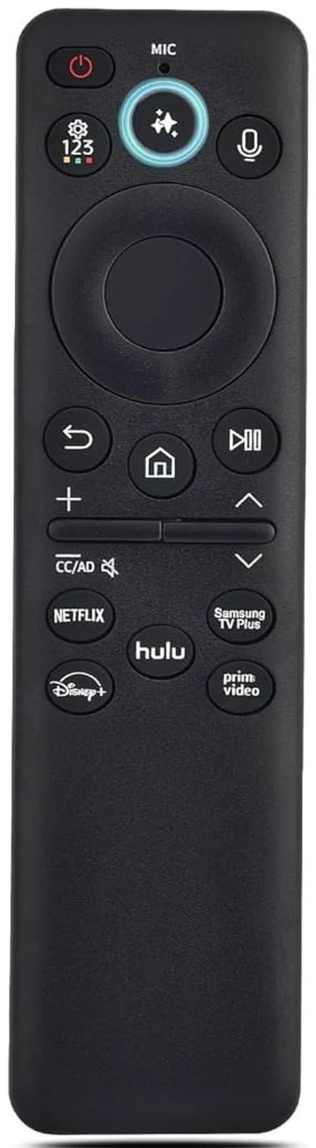 Main image of 1408 Solar Voice Remote for Samsung Smart TVs, News Replacement for Samsung TV Remote Control with AI, Voice Control, Solarcell, USB-C Charging & 4 Shortcut Keys (Black)