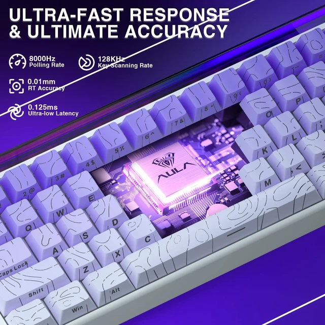 Alt view image 5 of 5 - AULA Hero 68 HE 60% Gaming Keyboard Wired, Hall Effect Magnetic Switch Keyboard with Adjustable Actuation, Fast Trigger Mode, 8K Hz Polling Rate, 0.125ms Latency,Side Printed PBT Keycaps, RGB Backlit