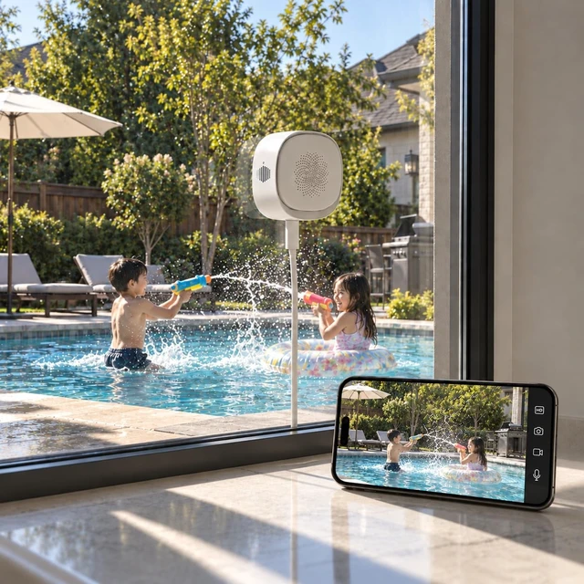 Alt view image 2 of 5 - Zmodo 2.5K QHD Inside-Out Security Camera, Pet/Baby Care/Any Glass Surface