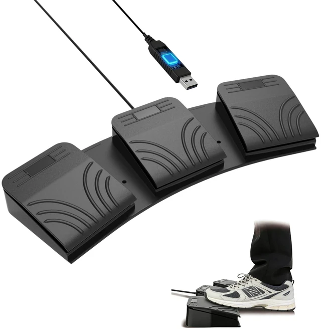 Main image of LYRIXEN USB Triple Foot Pedal for PC, Programmable Mechanical HID Keypad