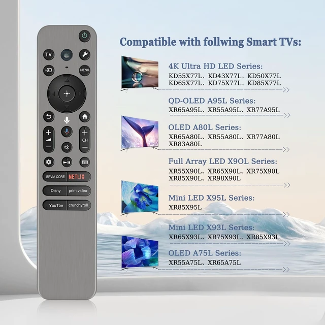 Alt view image 2 of 5 - RMF-TX910U Voice Replacement Remote fit for Sony with Backlit Keys,for TVs from 2023 and 2024,Compatible with BRAVIA XR/KD/XR Series X77L A95L X95L X93L A80L X90L A75L etc,Has Remote Finder