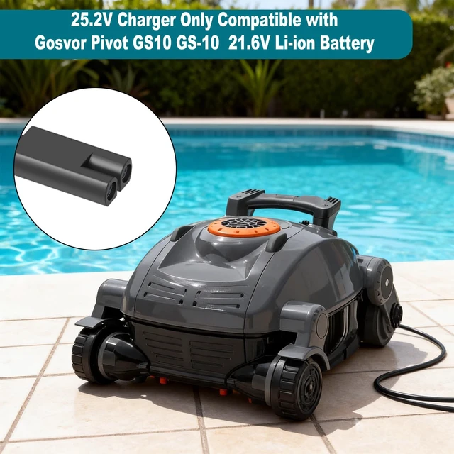 Alt view image 2 of 5 - 25.2V Charger for Gosvor Robotic Pool Cleaner Only Compatible with Gosvor Pivot GS10 GS-10 21.6V Li-ion Battery Power Adapter Cord