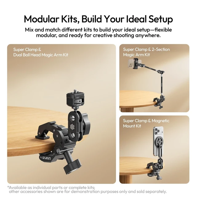 Alt view image 3 of 5 - ULANZI EA03 Magnetic Mount Kit with Super Clamp, Adaptive Desk C-Clamp