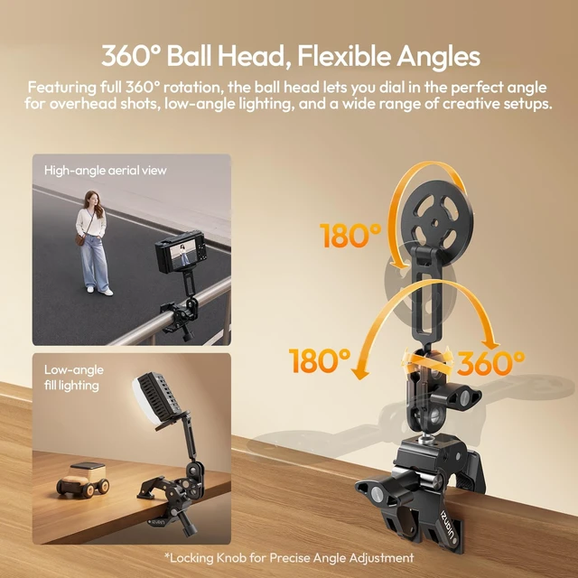 Alt view image 4 of 5 - ULANZI EA03 Magnetic Mount Kit with Super Clamp, Adaptive Desk C-Clamp