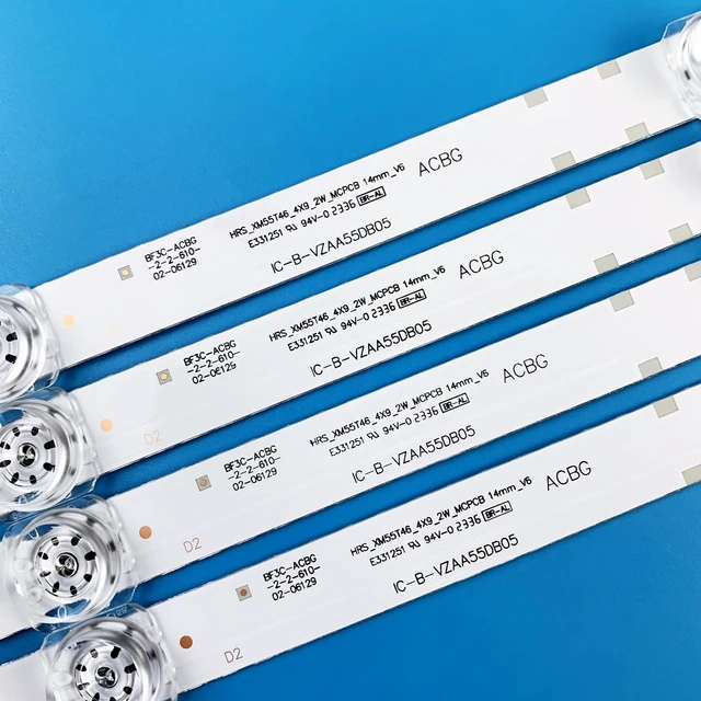 Alt view image 3 of 5 - PANMILED 4 Pieces LED Backlight Strips for Samsung 55'' TV UN55TU7090G UN55TU7090 UN55NU7095 UN55NU7095G UN55NU7095G_4X9_2W_MCPCB 14MM_V0 E47 HG55AJ630UJJXZ HRS-XM55T46-4X9