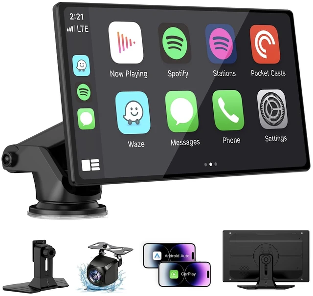 Main image of 9" Wireless Apple Carplay Screen for Car, Portable Wireless CarPlay with Apple Car Play & Android Auto, OTA Updates, Backup Camera, GPS Navigation/Bluetooth 5.0/Mirror Link/Voice Control