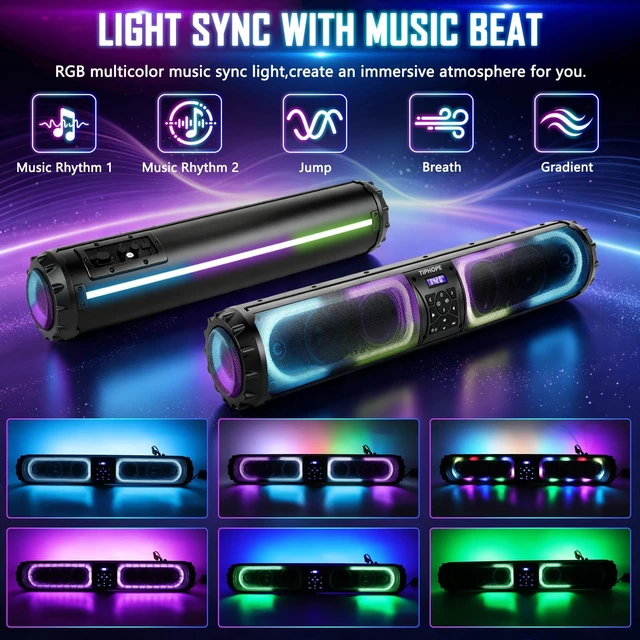 Alt view image 2 of 5 - TIPHOPE 32 Inch UTV Sound Bar with 8 Speaker Music Sync RGB Lights Golf Cart Soundbar Waterproof ATV Speaker UTV Sound System Fits 1-2 Roll Cages for UTV ATV Boat,Easy Installation