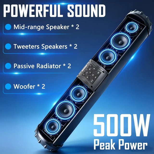 Alt view image 5 of 5 - TIPHOPE 32 Inch UTV Sound Bar with 8 Speaker Music Sync RGB Lights Golf Cart Soundbar Waterproof ATV Speaker UTV Sound System Fits 1-2 Roll Cages for UTV ATV Boat,Easy Installation