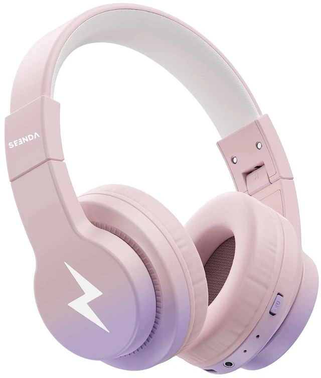 Main image of seenda JCH-01 Kids Bluetooth Headphones, 85/94dB, 3 Light Modes,Purple&Pink