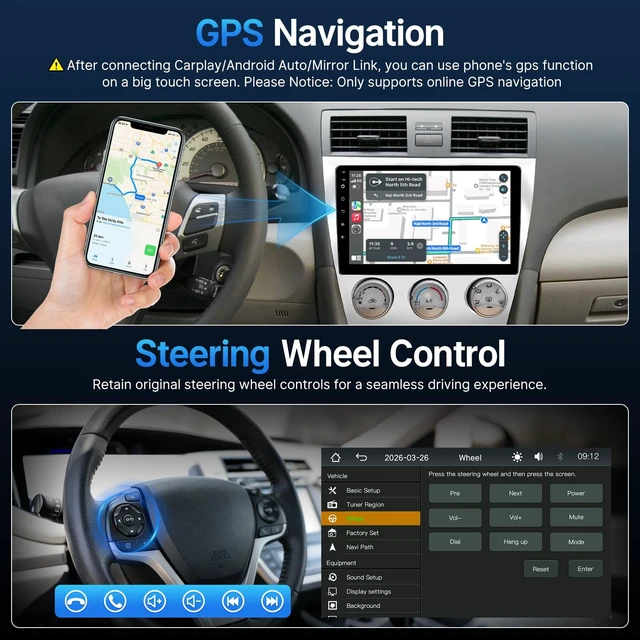 Alt view image 5 of 5 - 10.1 Inch Car Radio for Toyota Camry 2007-2011 with Carplay Android Auto