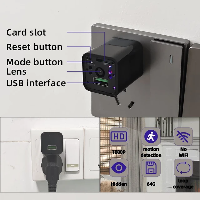 Alt view image 2 of 5 - callngnuo HD 1080P USB Charger Hidden Camera, 64GB Spy Nanny Cam (No WiFi)