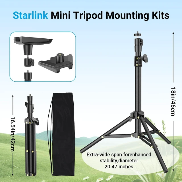 Alt view image 5 of 5 - Starlink Mini Tripod Mount with Adapter - Height Adjustable & 360 Tilt, Compatible with Starlink Mini Terminal, Portable Sturdy Stand for RV Camping & Outdoor Use