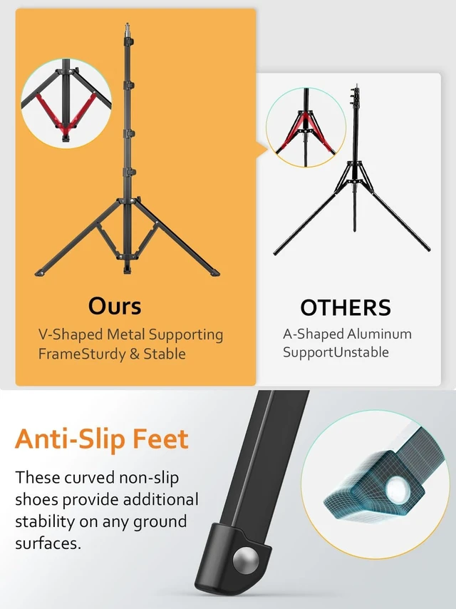 Alt view image 5 of 5 - AOCHUAN 1.7M Complete Camera Tripod for Smartphones Camera Gimbal Stabilizers w/ 0.44m ~1.7m Aluminum Alloy Lighting Stand(T20)