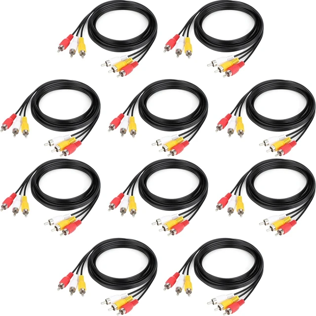 Main image of Spofit 3RCA Cable 10Pack 10ft Audio Video Composite 3-Male to 3-Male DVD Cable for TV, VCR, DVD