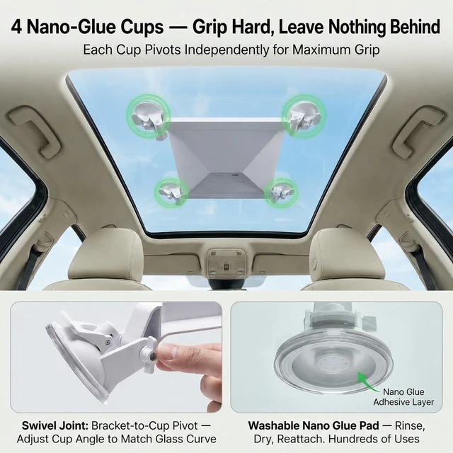 Alt view image 3 of 5 - Zocbems Starlink Mini Suction Cup Mount for Interior Car Window & Sunroof