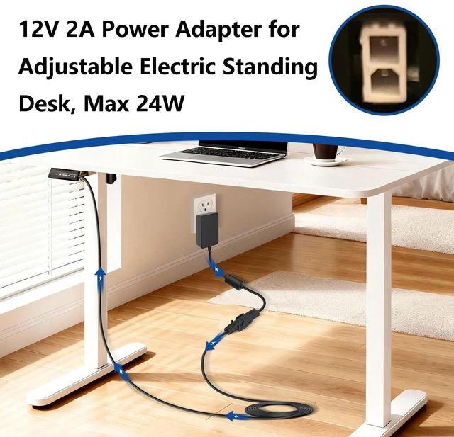 Alt view image 3 of 5 - 12V 2A Adjustable Desk Power Cord