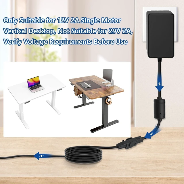Alt view image 4 of 5 - 12V 2A Adjustable Desk Power Cord