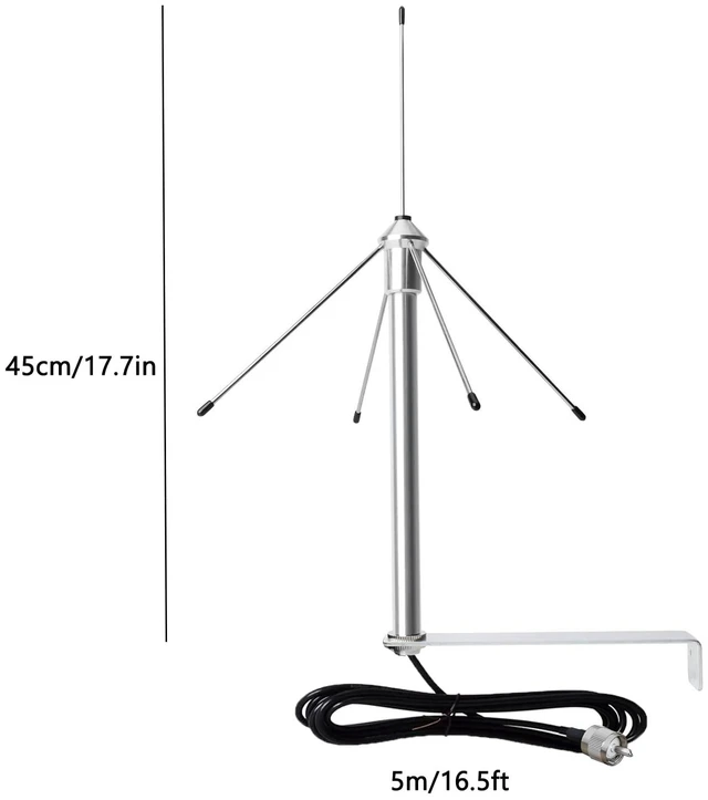 Alt view image 3 of 5 - Discone GMRS Antennas 462-467Mhz/ UHF Antenna 400-470mhz 433mhz Gate Antenna for Ham Radio, Garage Door Opener, with 5meter Cable PL-259/ SMA Male Connector