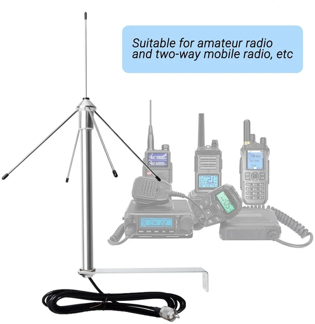 Alt view image 4 of 5 - Discone GMRS Antennas 462-467Mhz/ UHF Antenna 400-470mhz 433mhz Gate Antenna for Ham Radio, Garage Door Opener, with 5meter Cable PL-259/ SMA Male Connector