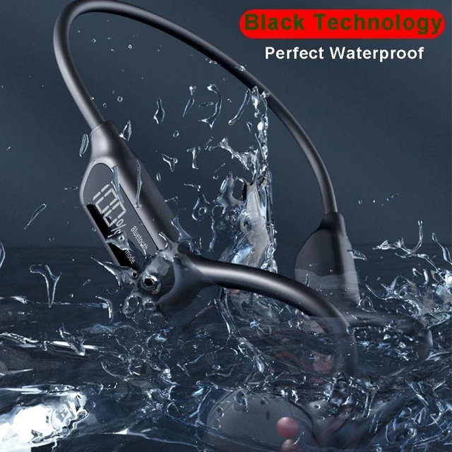 Alt view image 3 of 5 - AYI True Bone Conduction Swimming Headphones with Bluetooth 5.4 & MP3 Player Mode 32GB Built-in Memory IPX8 Waterproof Screen Display Pain-Free Open-Ear Earphone for Sport and Work-X10 Black Orange