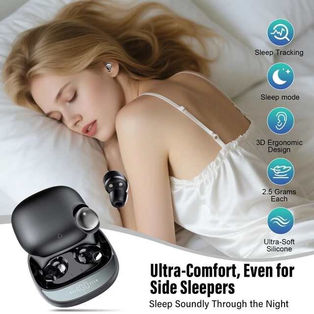 Alt view image 2 of 5 - Sleep Earbuds Bluetooth 5.4 in Ear Buds for Sleeping, Sleep Headphones for Side Sleepers with Dual Modes, Sleep Timer, Alarm, 48H Wireless Earbuds for Sleeping, Sleep monitoring, App Customizat
