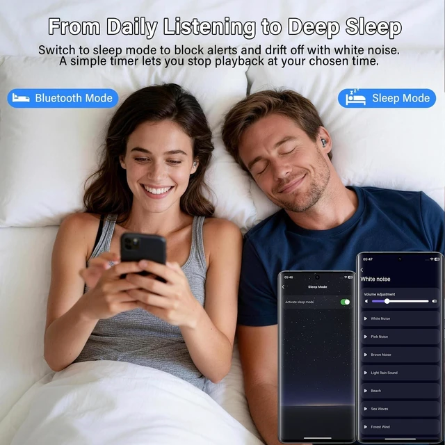 Alt view image 5 of 5 - Sleep Earbuds Bluetooth 5.4 in Ear Buds for Sleeping, Sleep Headphones for Side Sleepers with Dual Modes, Sleep Timer, Alarm, 48H Wireless Earbuds for Sleeping, Sleep monitoring, App Customizat