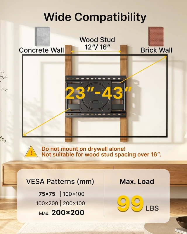 Alt view image 2 of 5 - monTEK 1.3" Ultra Slim Full Motion TV Wall Mount for 23-43 Inch TVs