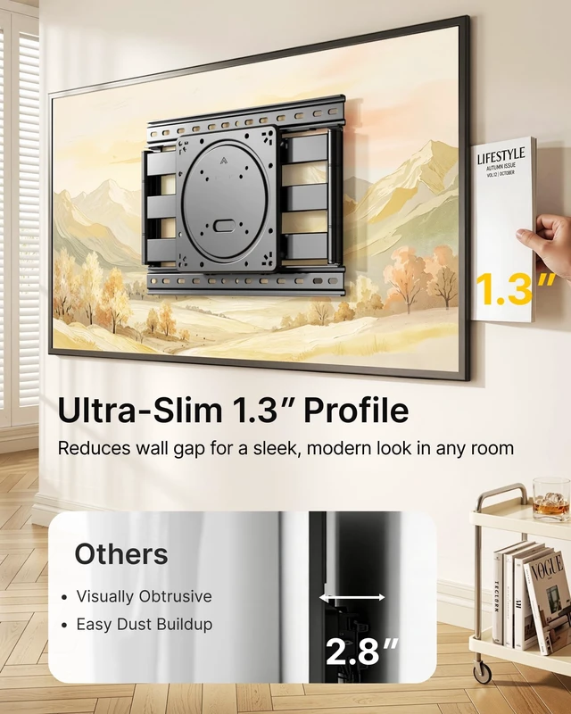 Alt view image 3 of 5 - monTEK 1.3" Ultra Slim Full Motion TV Wall Mount for 23-43 Inch TVs