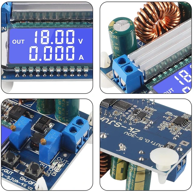 Alt view image 3 of 5 - 4Pcs DC-DC Buck Boost Converter Module 5.5-30V to 0.5-30V 4A 35W Adjustable Step Up Down Voltage Regulator LCD Digital Voltmeter Ammeter Adjustable Boost Drop Display Power Supply Module