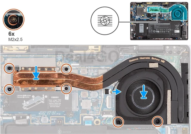 Alt view image 3 of 5 - Deal4GO CPU Cooling Fan Heatsink Module XCNHG 0XCNHG Replacement for Dell Latitude 7320 or 7320 2-in-1 Laptop