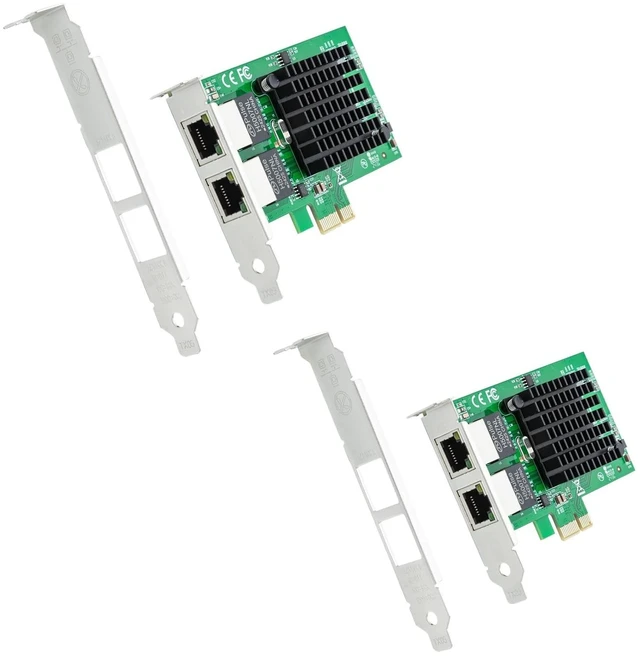 Main image of Dual Port NIC, Gigabit Ethernet Converged Network Server Adapter Card with Intel 82576 Controller Chip, Dual RJ45 Copper Ports, Compatible for Intel E1G42ET, PCI Express 2.1 X1, 2 Pack