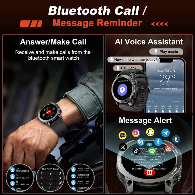 Alt view image 3 of 5 - Smart Watch for Men Fitness Tracker GPS: Military Smart Watches for Android/iPhone Gps Watch 1.43" AMOLED Make Answer Call Running Digital Mens Watches Samsung Compatible Step Tracker Heart Moni