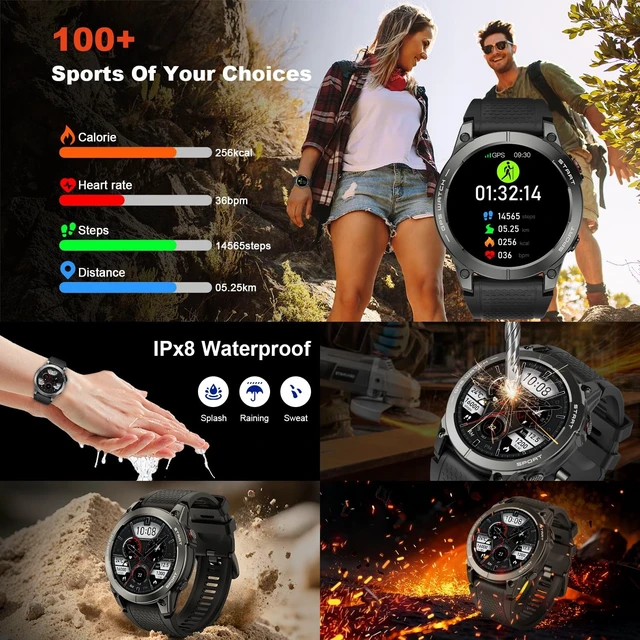 Alt view image 4 of 5 - Smart Watch for Men Fitness Tracker GPS: Military Smart Watches for Android/iPhone Gps Watch 1.43" AMOLED Make Answer Call Running Digital Mens Watches Samsung Compatible Step Tracker Heart Moni