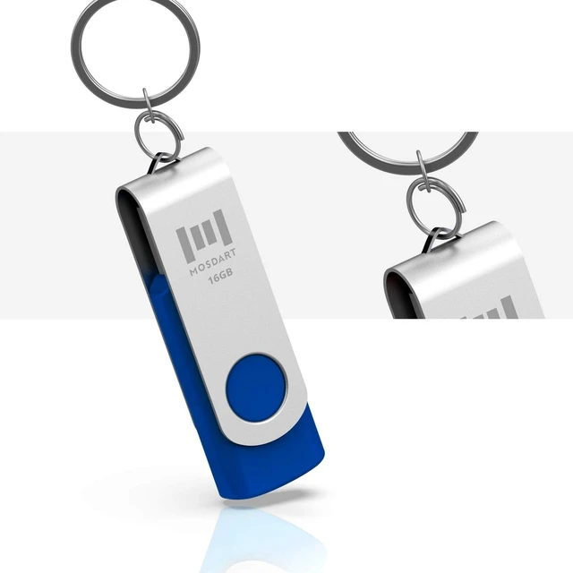 Alt view image 3 of 5 - MOSDART 16GB Swivel USB2.0 Flash Drive, Pack of 10, Blue