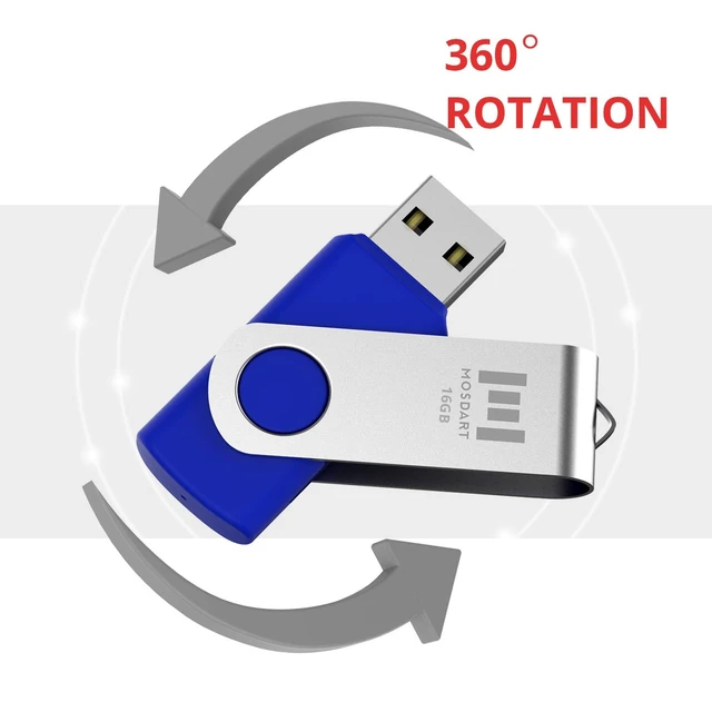 Alt view image 4 of 5 - MOSDART 16GB Swivel USB2.0 Flash Drive, Pack of 10, Blue