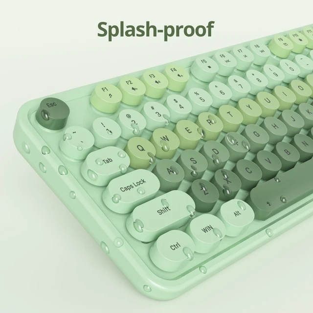 Alt view image 3 of 5 - Ussixchare Wired Typewriter Keyboard Full Size Green Keyboard Retro Computer Keyboard with Round Keycaps for Windows Laptop(Green)