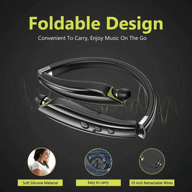 Alt view image 2 of 5 - Wiykasenbos Neckband Bluetooth Headphones Wireless Earbuds Noise Cancelling Headphones Neckband Earbuds with Magnetic Design Wireless for Sport Support Retractable and Foldable (Black)
