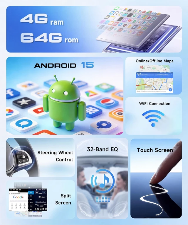 Alt view image 4 of 5 - MAHVEC 4G+64G Android 15 Car Radio Stereo for Nissan Murano 2014-2020