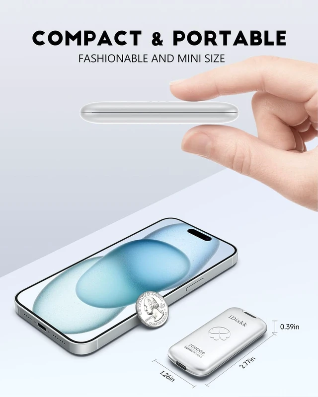 Alt view image 3 of 5 - iDiskk 1TB Ultra-Fast Portable SSD,USB3.2 High Speed Storage for iPhone