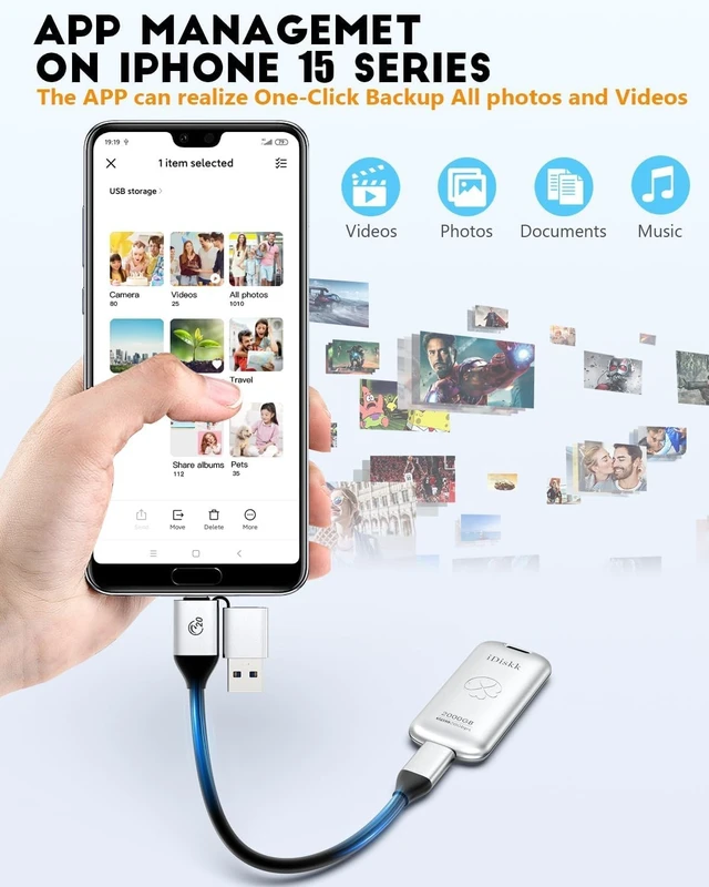 Alt view image 2 of 5 - iDiskk 1TB Ultra-Fast Portable SSD,USB3.2 High Speed Storage for iPhone