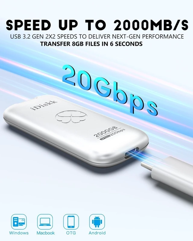 Alt view image 5 of 5 - iDiskk 1TB Ultra-Fast Portable SSD,USB3.2 High Speed Storage for iPhone