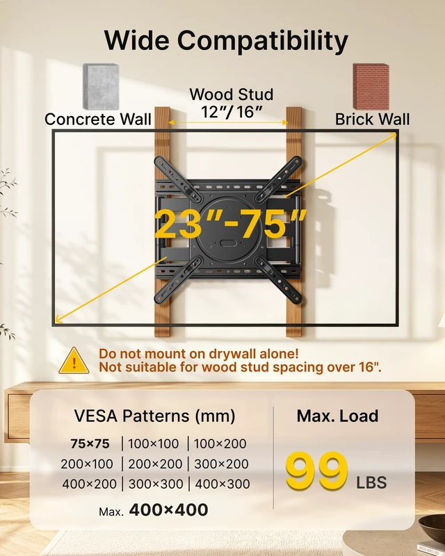 Alt view image 2 of 5 - monTEK 1.5" Ultra Slim Full Motion TV Wall Mount for 23-75 Inch TVs