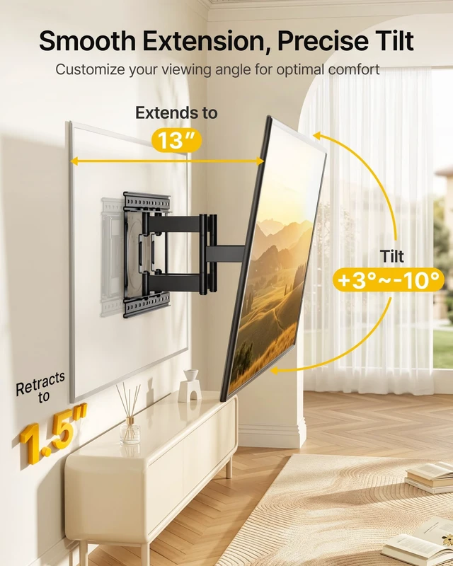 Alt view image 4 of 5 - monTEK 1.5" Ultra Slim Full Motion TV Wall Mount for 23-75 Inch TVs