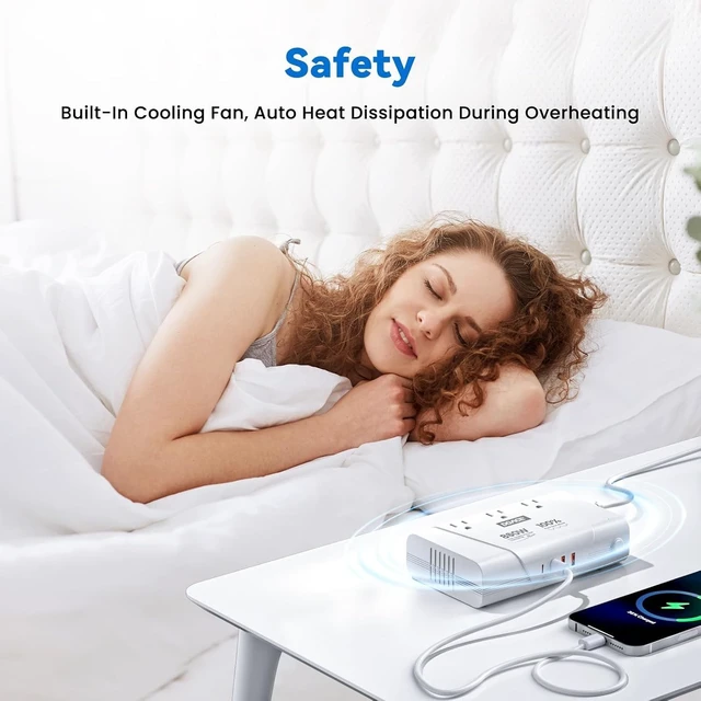 Alt view image 5 of 5 - DOACE 220V to 110V Converter, 800W Voltage Converter US to Europe for Hair Straightener/Curler/Phone (White)