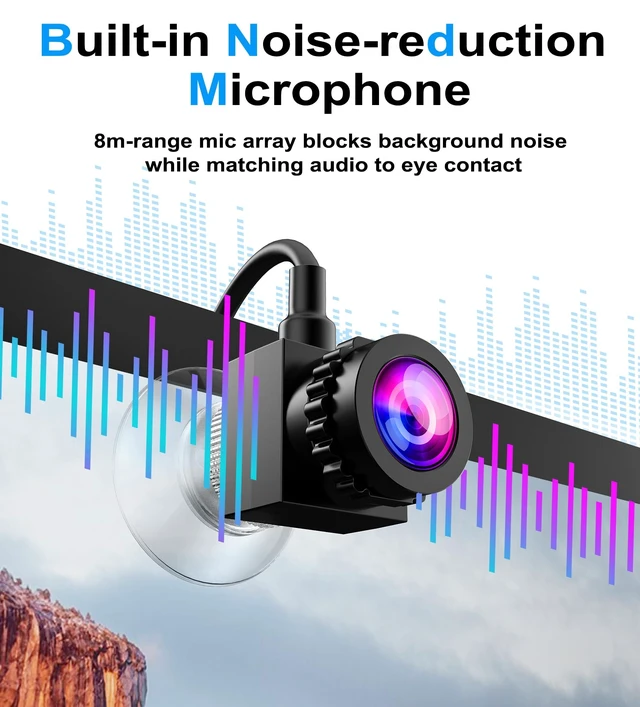 Alt view image 5 of 5 - Poeubmo Center Screen Webcam with Microphone 1080P Webcam USB C/A for Middle Screen Camera PC and Laptop, Adjustable Focus, Center Cam for Windows/macOS -FT (Dull-Black)