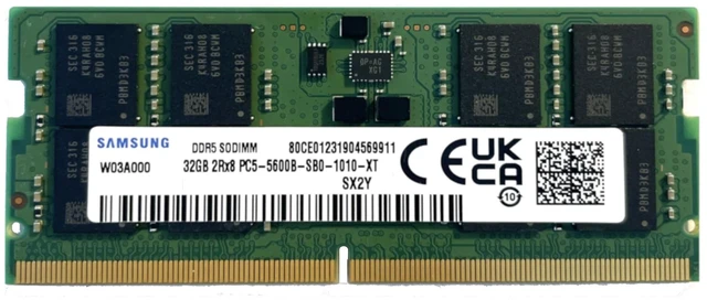 Main image of Samsung 32GB DDR5 5600MHz PC5-44800 SODIMM 2Rx8 Dual Rank CL46 1.1v 262pin Non-ECC M425R4GA3BB0-CWM Laptop Notebook RAM Memory Upgrade